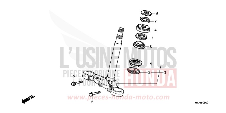 LENKSCHAFT von CBF1000 ABS PEARL SIENA RED (R320) von 2009